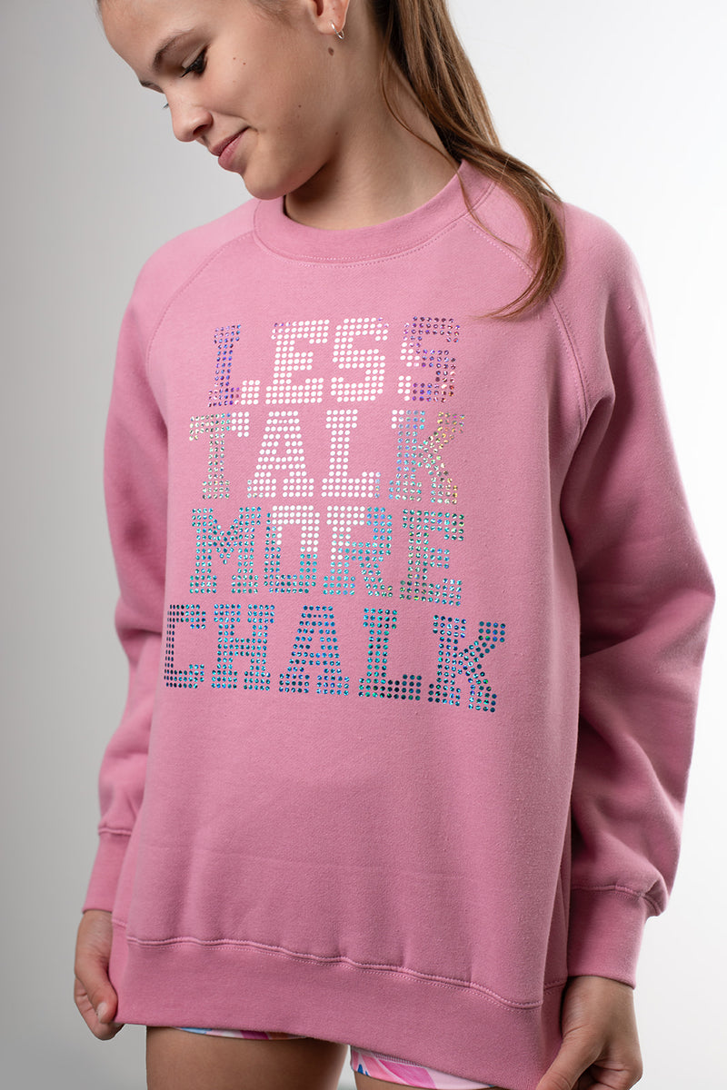 Less Talk More Chalk Crew Neck Jumper- Musk