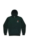 Blackwood gymsports hoodie. White background with a black hoodie displaying the club's logo which is red & white. 