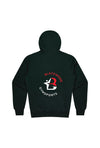 Blackwood gymsports hoodie. White background with a black hoodie displaying the club's logo which is red & white. 